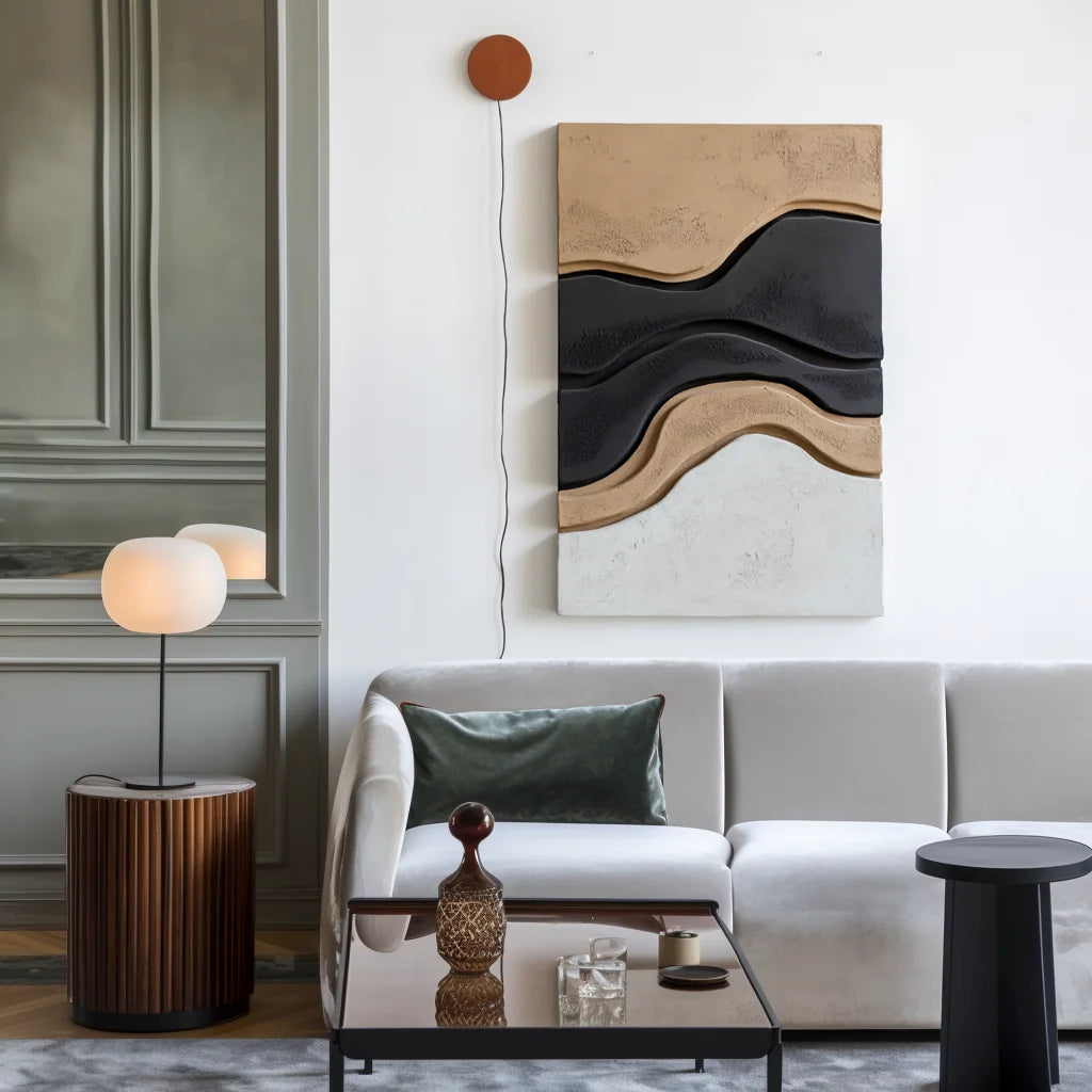 Multicolor Layered Sculptural Abstract Painting - Contour Shift - Artwallpainting