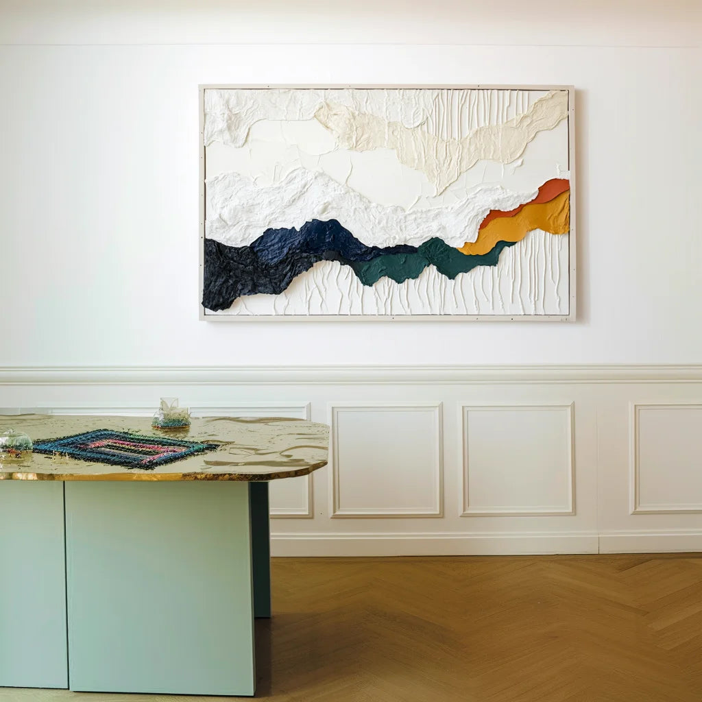 Multicolor Layered Terrain-Modern Abstract 3D Mountain Texture Wall Art - Artwallpainting