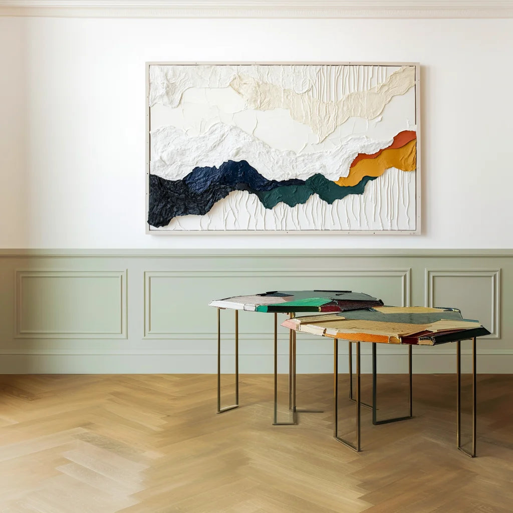 Multicolor Layered Terrain-Modern Abstract 3D Mountain Texture Wall Art - Artwallpainting