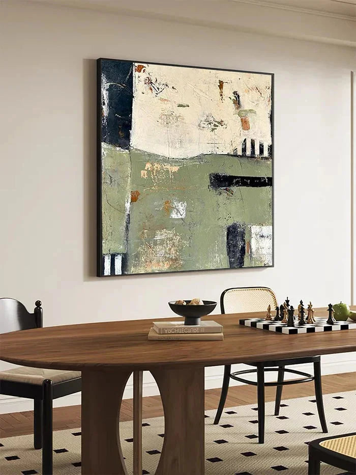 Multicolor Layers Of Time - Modern Green Abstract Oil Painting With Texture - Artwallpainting