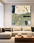 Multicolor Layers Of Time - Modern Green Abstract Oil Painting With Texture - Artwallpainting