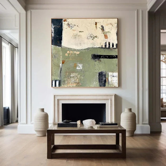 Multicolor Layers Of Time - Modern Green Abstract Oil Painting With Texture - Artwallpainting