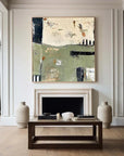 Multicolor Layers Of Time - Modern Green Abstract Oil Painting With Texture - Artwallpainting