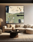 Multicolor Layers Of Time - Modern Green Abstract Oil Painting With Texture - Artwallpainting