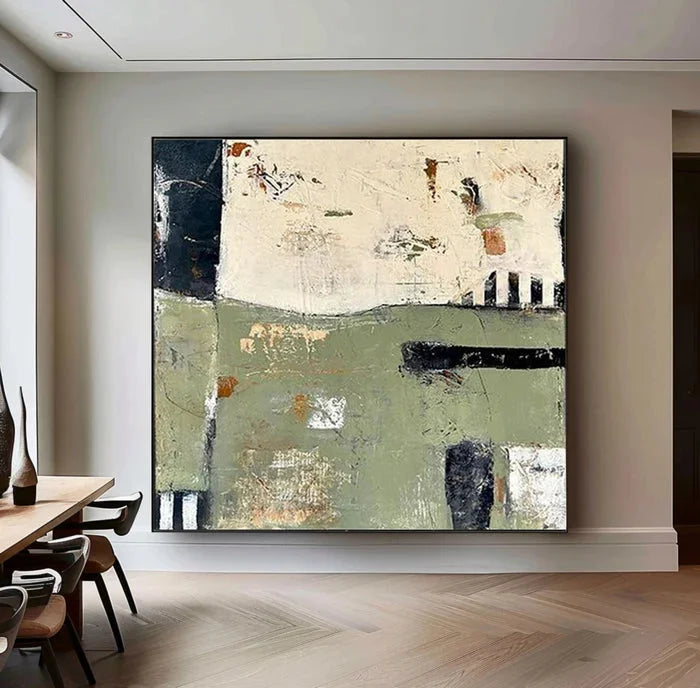 Multicolor Layers Of Time - Modern Green Abstract Oil Painting With Texture - Artwallpainting