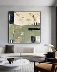 Multicolor Layers Of Time - Modern Green Abstract Oil Painting With Texture - Artwallpainting