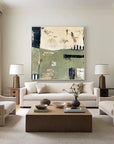Multicolor Layers Of Time - Modern Green Abstract Oil Painting With Texture - Artwallpainting