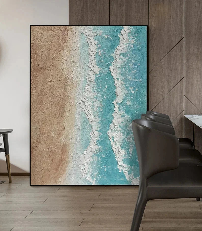Multicolor Light Tone Beach Art Canvas Painting For Home Decoration - Artwallpainting