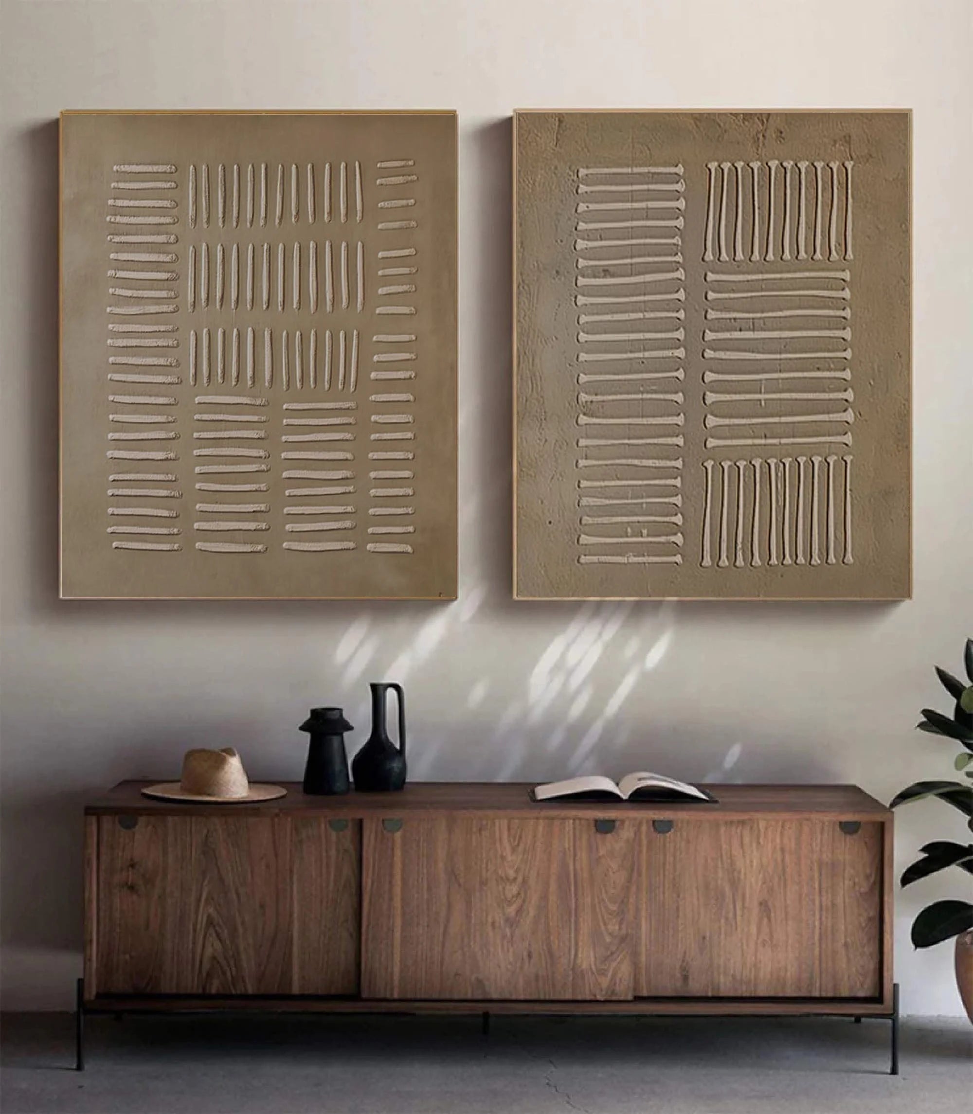 Multicolor Linear Balance Textured Abstract Canvas Duo Set Of 2 - Artwallpainting