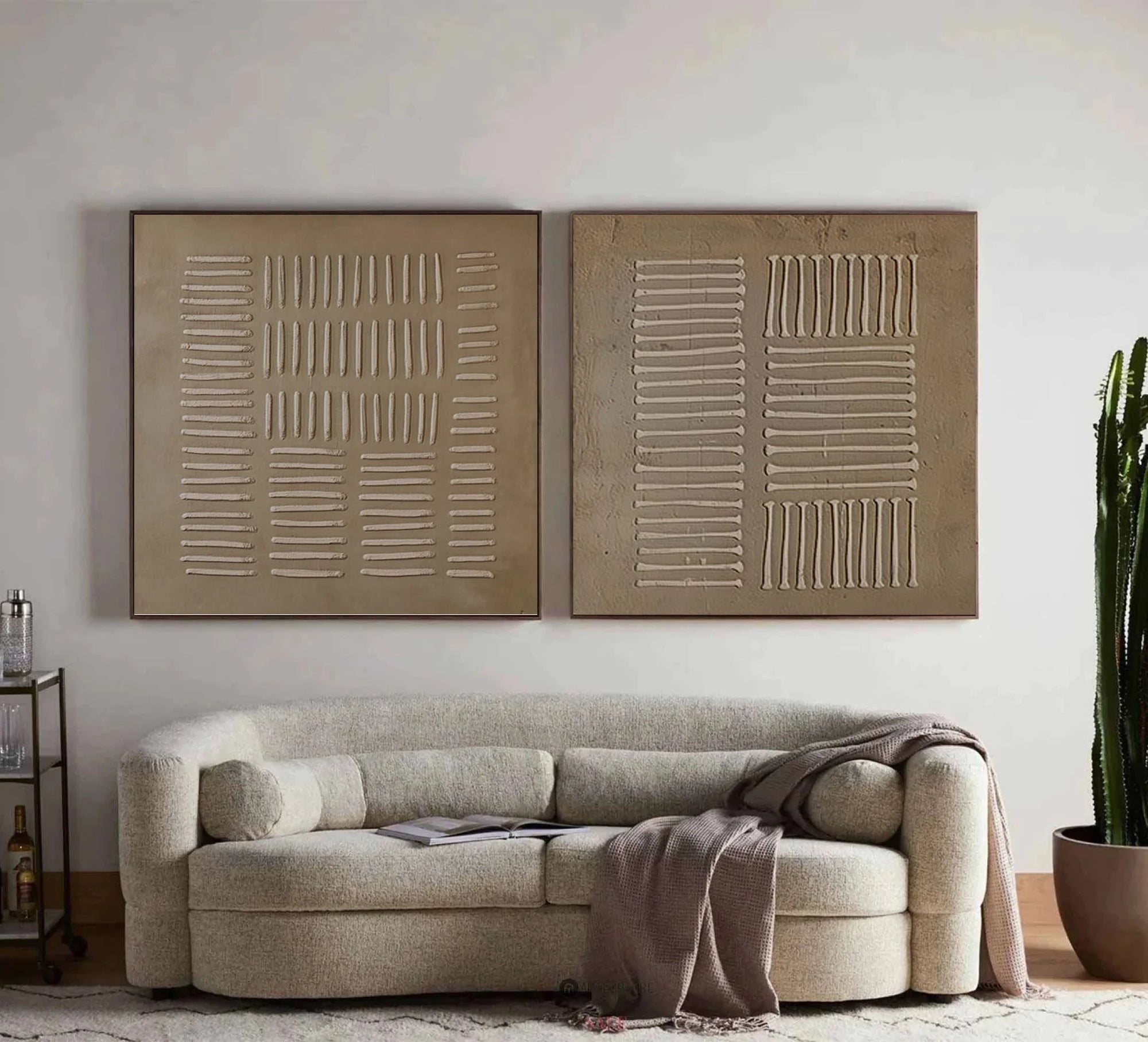 Multicolor Linear Balance Textured Abstract Canvas Duo Set Of 2 - Artwallpainting
