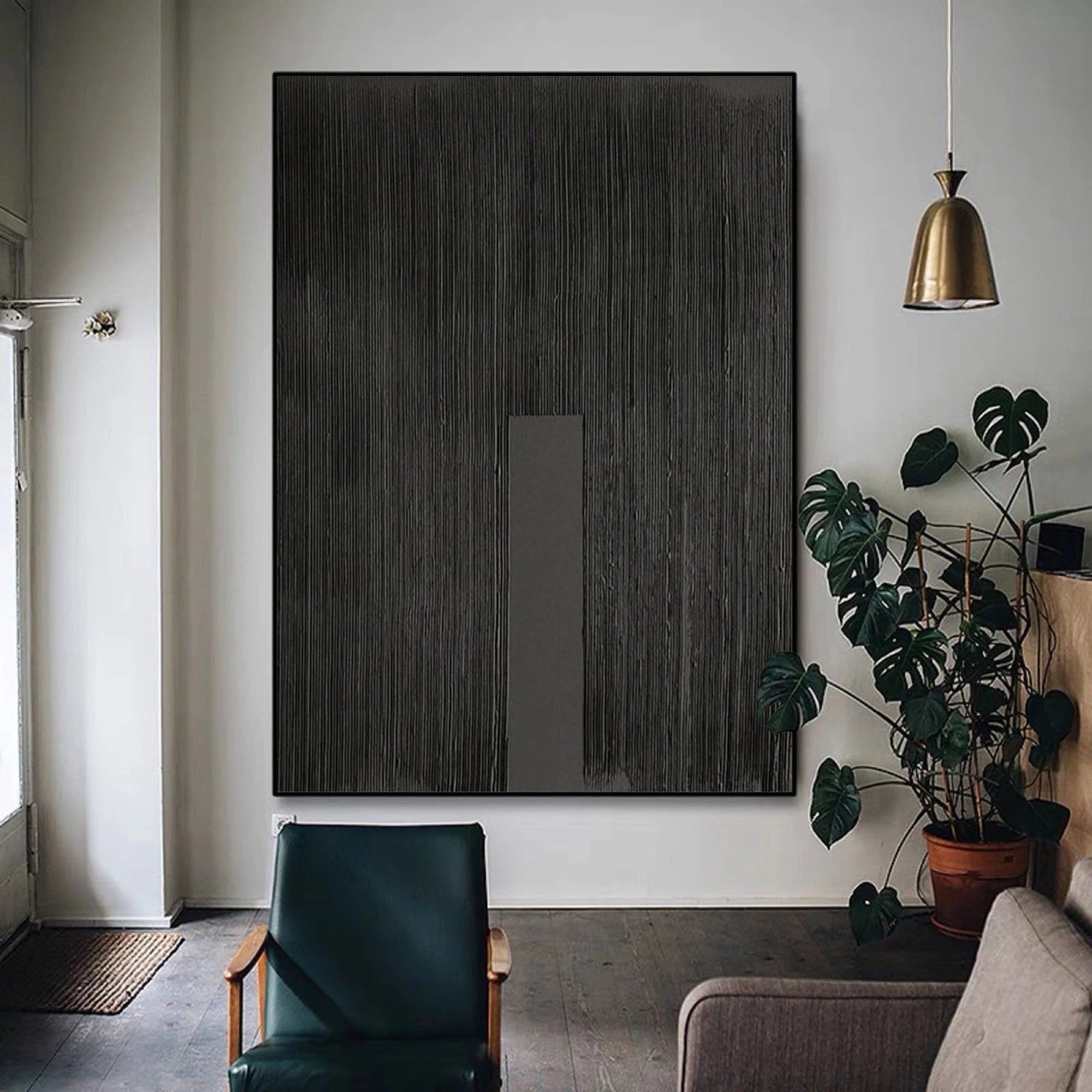 Multicolor Linear Minimalist Canvas With Vertical Accent - Artwallpainting