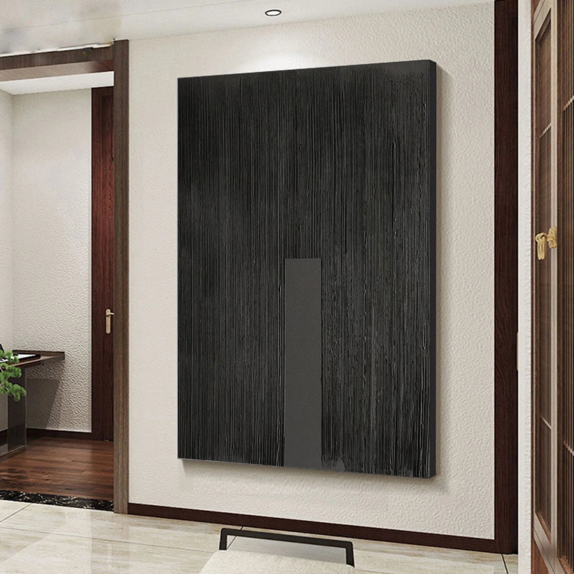 Multicolor Linear Minimalist Canvas With Vertical Accent - Artwallpainting
