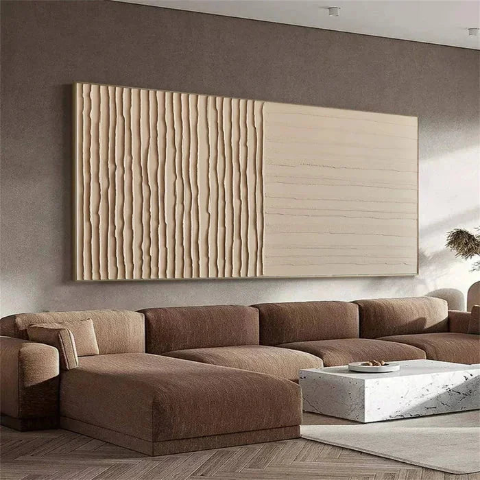 Multicolor Lines Of Silence - Minimalist Wabi-Sabi Textured Oil Painting - Artwallpainting