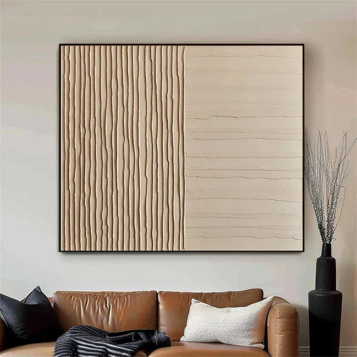 Multicolor Lines Of Silence - Minimalist Wabi-Sabi Textured Oil Painting - Artwallpainting