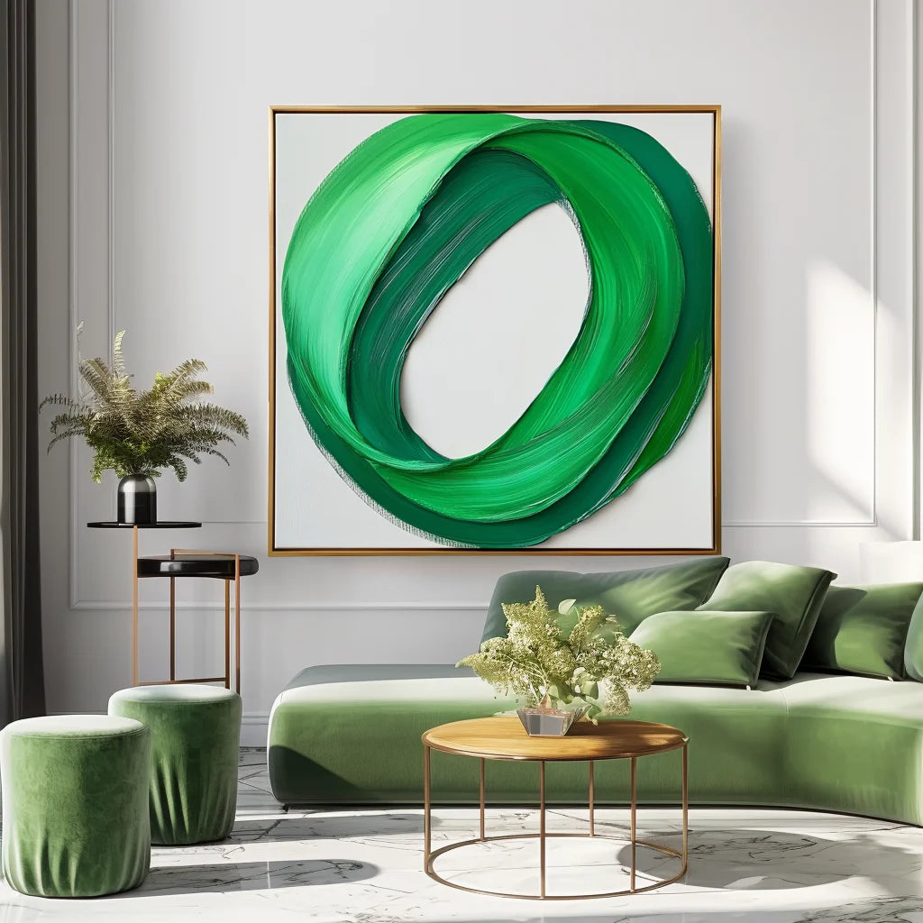 Multicolor Loop Of Light - Abstract Oil Painting For Minimalist Modern Wall Art - Artwallpainting
