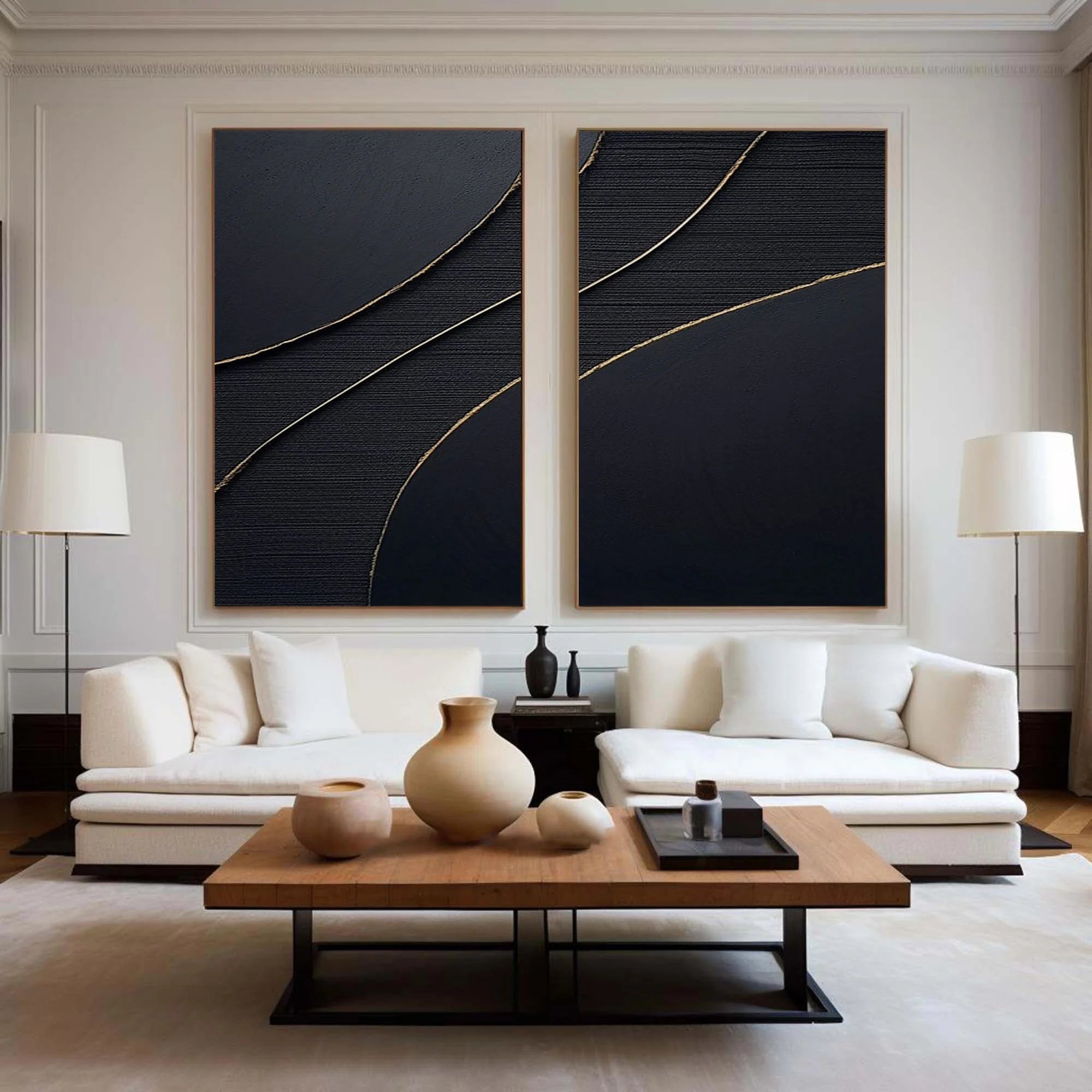 Multicolor Midnight Elegance Abstract Painting Set Of 2 - Artwallpainting