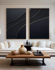 Multicolor Midnight Elegance Abstract Painting Set Of 2 - Artwallpainting