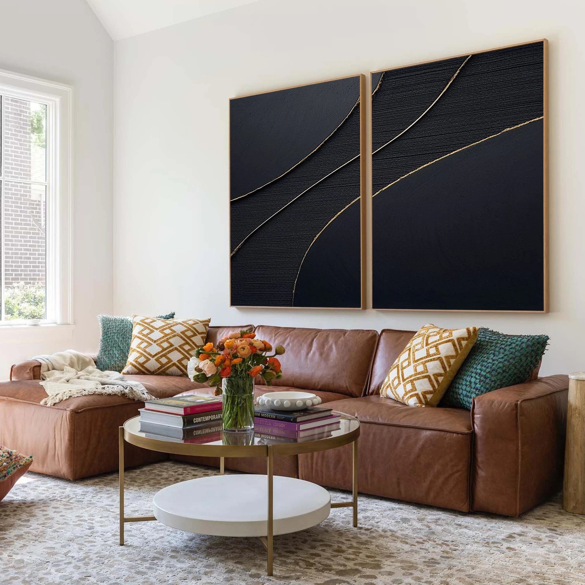 Multicolor Midnight Elegance Abstract Painting Set Of 2 - Artwallpainting