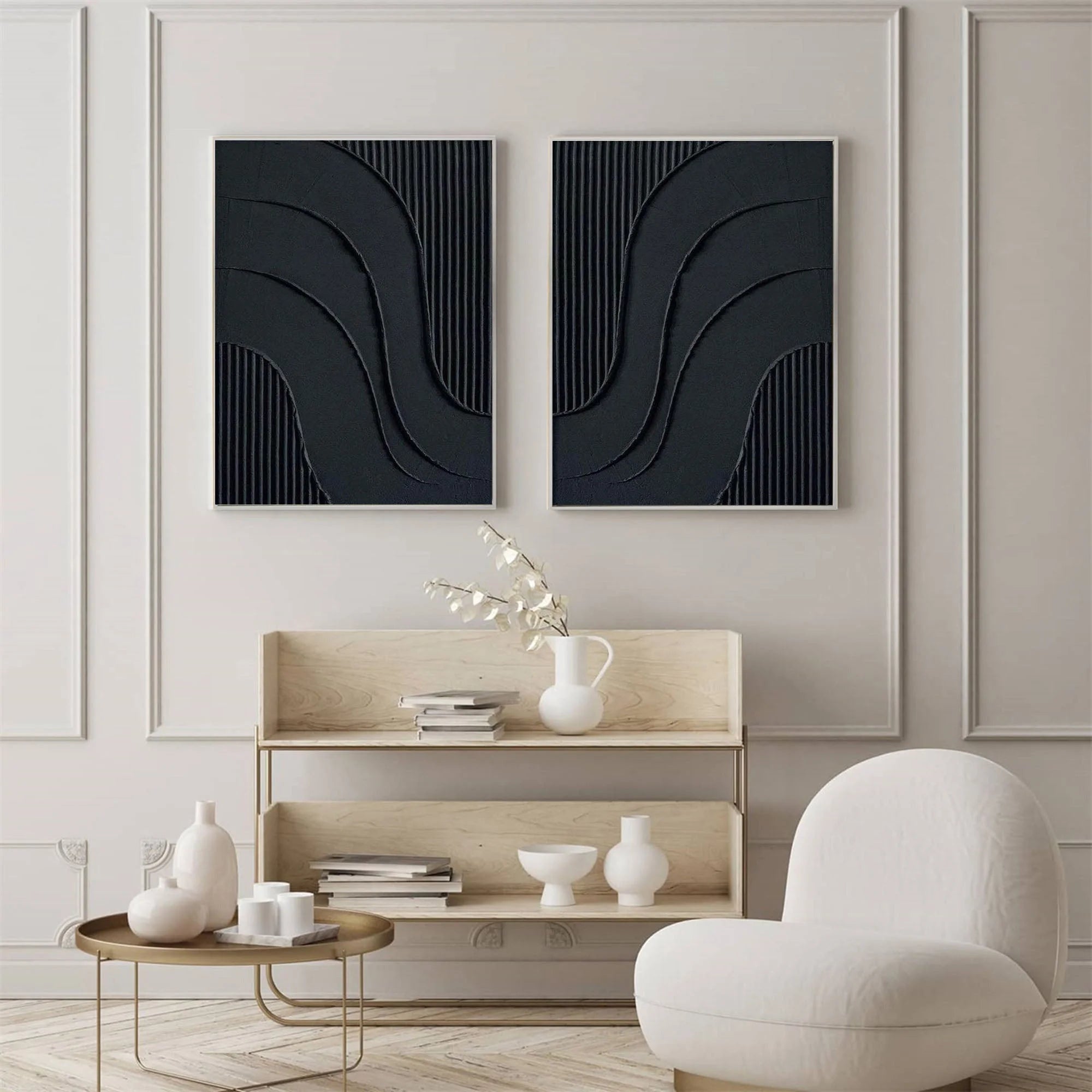 Multicolor Midnight Flow Abstract Textured Canvas Duo Set Of 2 - Artwallpainting