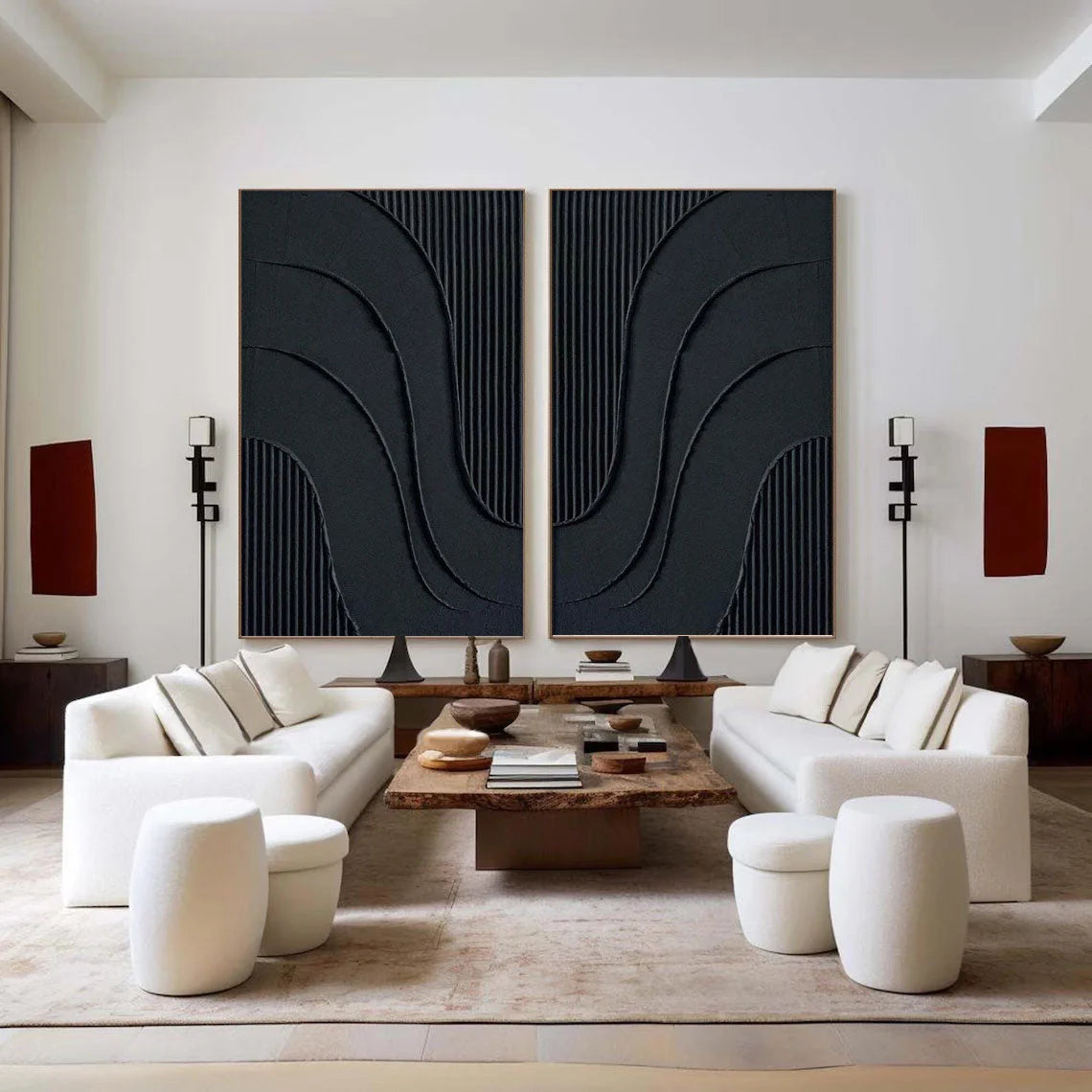 Multicolor Midnight Flow Abstract Textured Canvas Duo Set Of 2 - Artwallpainting