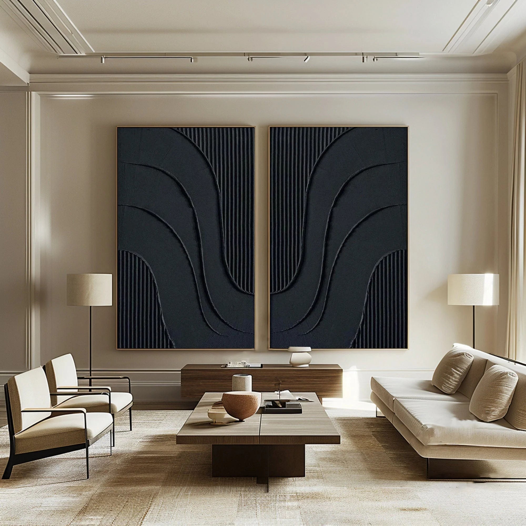 Multicolor Midnight Flow Abstract Textured Canvas Duo Set Of 2 - Artwallpainting