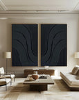 Multicolor Midnight Flow Abstract Textured Canvas Duo Set Of 2 - Artwallpainting