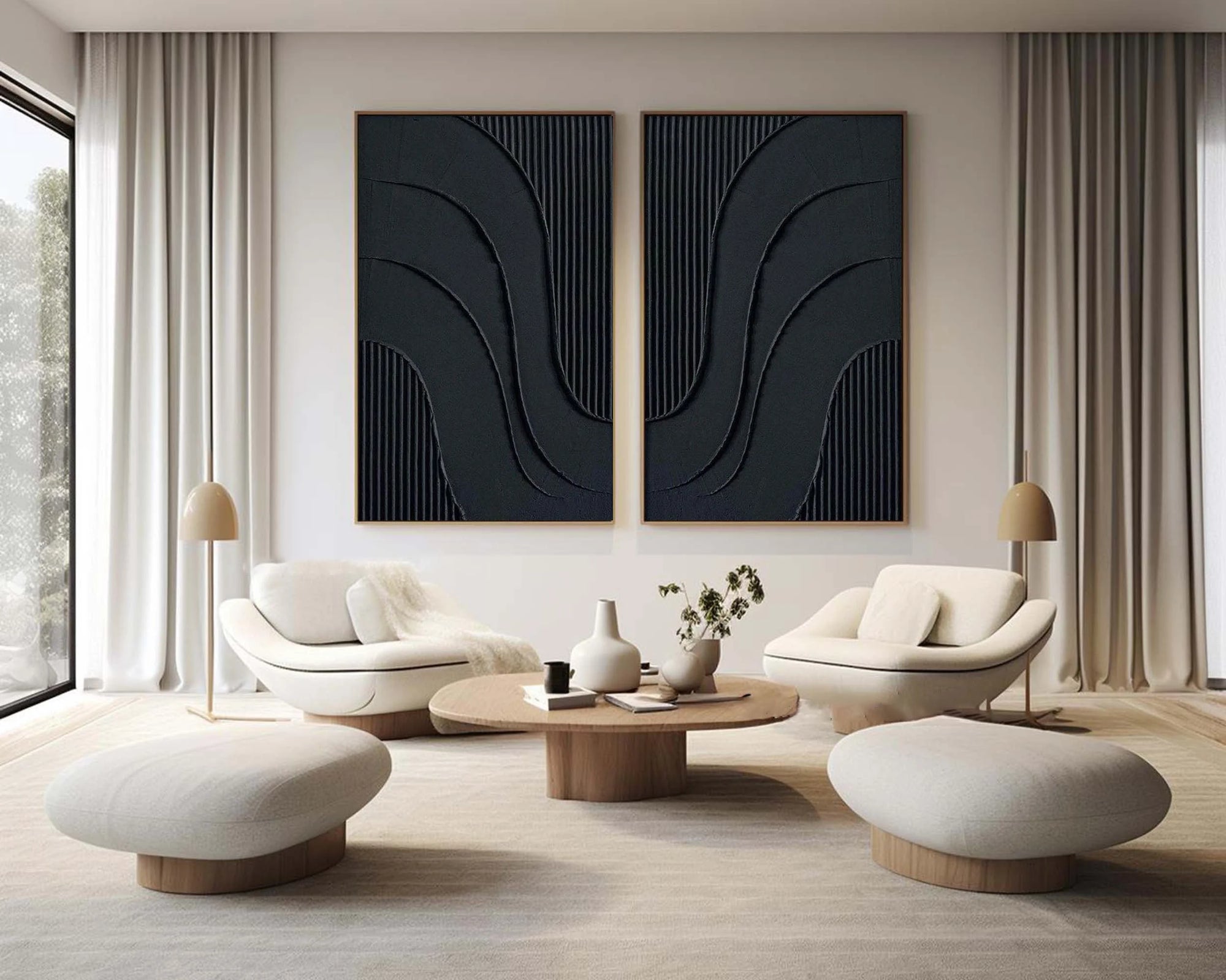 Multicolor Midnight Flow Abstract Textured Canvas Duo Set Of 2 - Artwallpainting