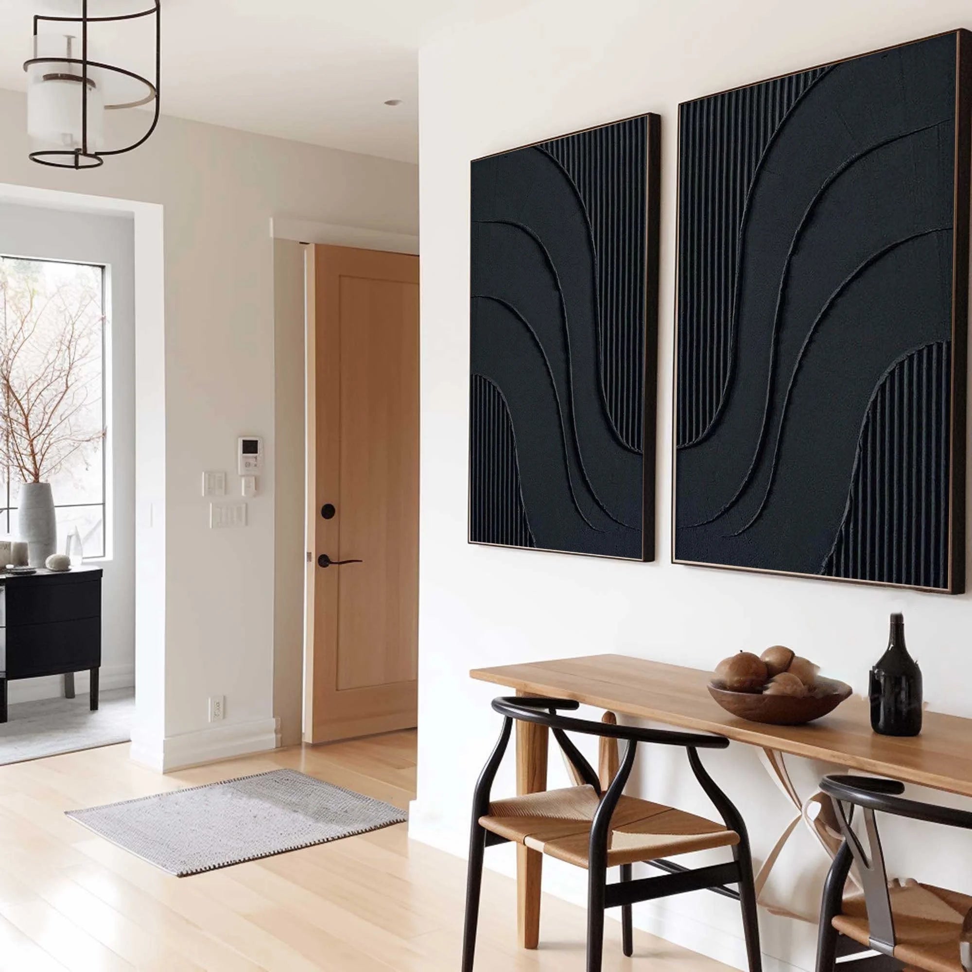 Multicolor Midnight Flow Abstract Textured Canvas Duo Set Of 2 - Artwallpainting