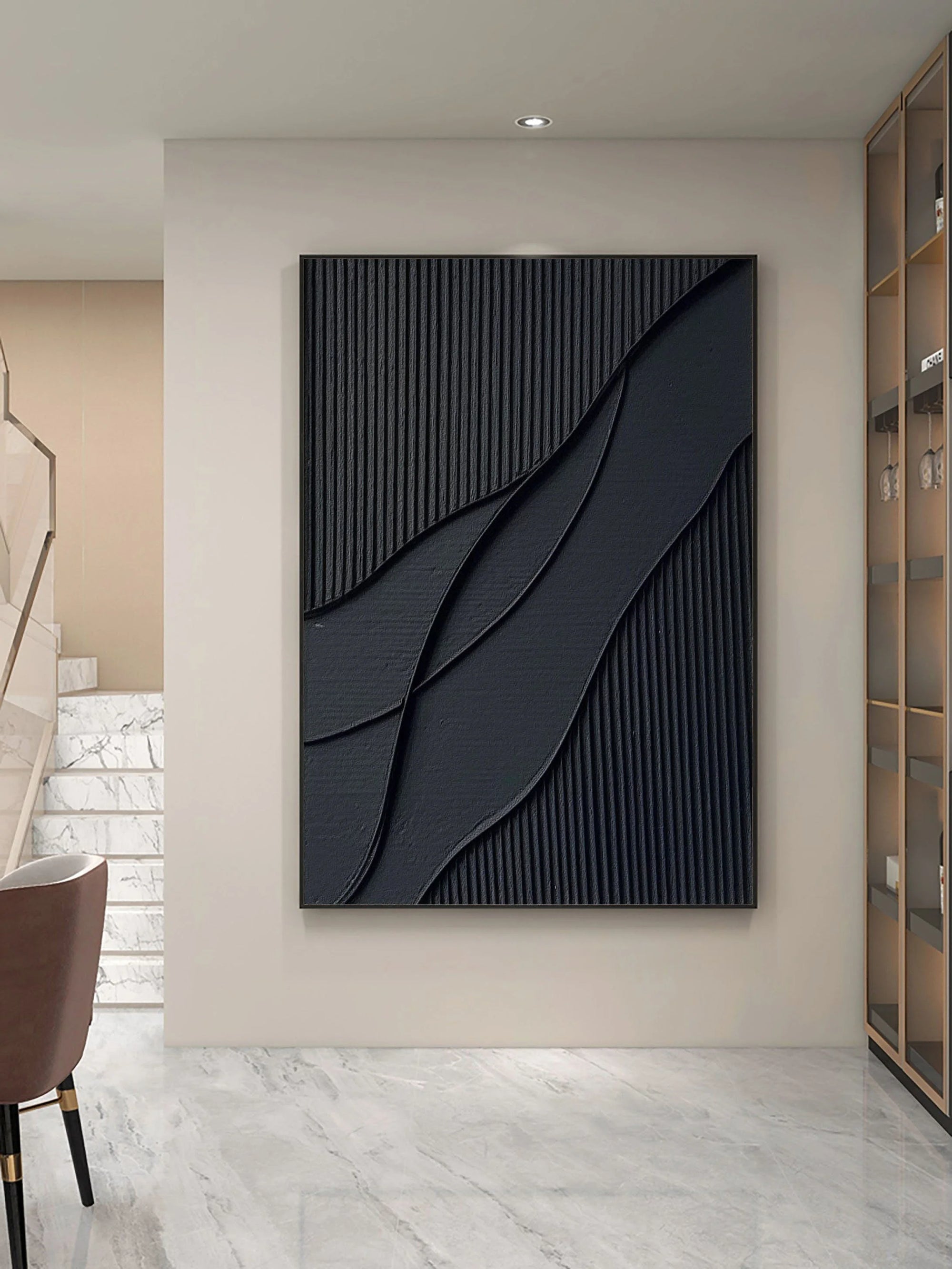 Multicolor Midnight Flow Abstract Textured Canvas Wall Art - Artwallpainting