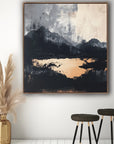 Multicolor Midnight Horizon-Hand-Painted And Gray Abstract Ink Mountain Wall Art - Artwallpainting