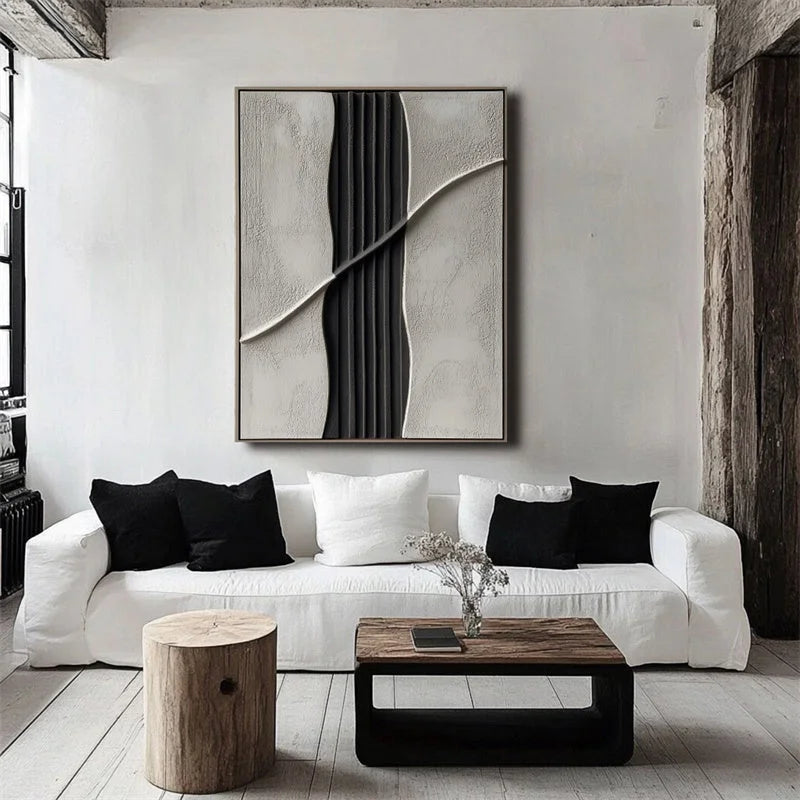 Multicolor Minimalist Abstract Textured Wall Art - Modern Neutral Vertical Canvas - Artwallpainting