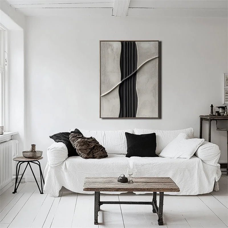 Multicolor Minimalist Abstract Textured Wall Art - Modern Neutral Vertical Canvas - Artwallpainting