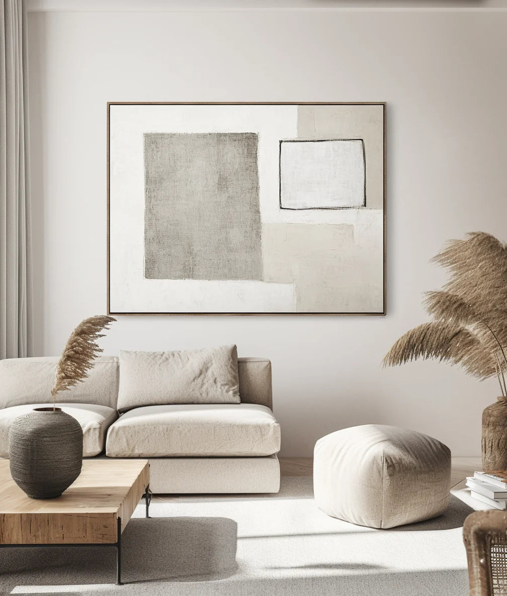 Multicolor Minimalist Balance-Abstract Wall Art Featuring Light Gray Geometric Shapes And Rectangles - Artwallpainting