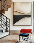 Multicolor Minimalist Curved Abstract Painting - Edge Of Balance - Artwallpainting
