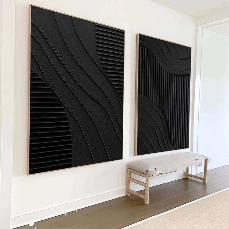 Multicolor Minimalist Dual Harmony - Modern Textured Wall Art Set Of 2 - Artwallpainting