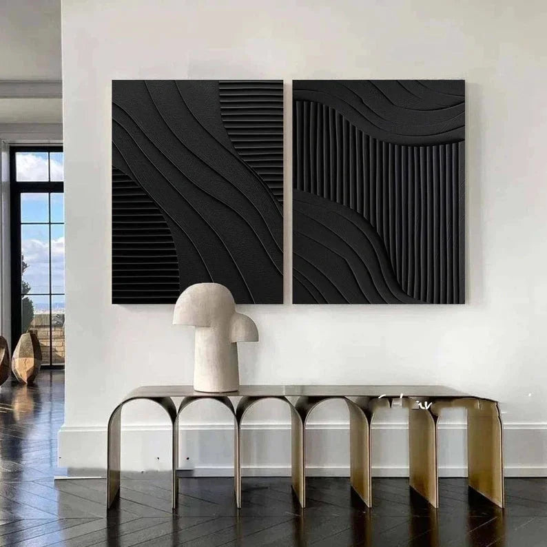 Multicolor Minimalist Dual Harmony - Modern Textured Wall Art Set Of 2 - Artwallpainting