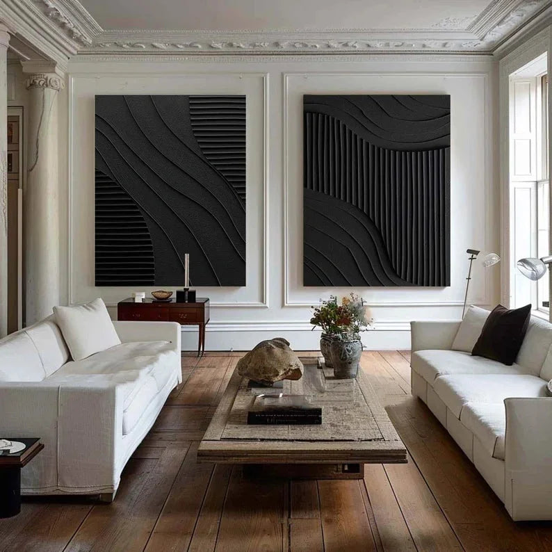 Multicolor Minimalist Dual Harmony - Modern Textured Wall Art Set Of 2 - Artwallpainting