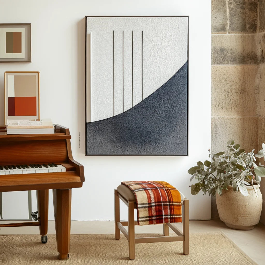 Multicolor Minimalist Geometric Relief Painting - Quiet Axis - Artwallpainting