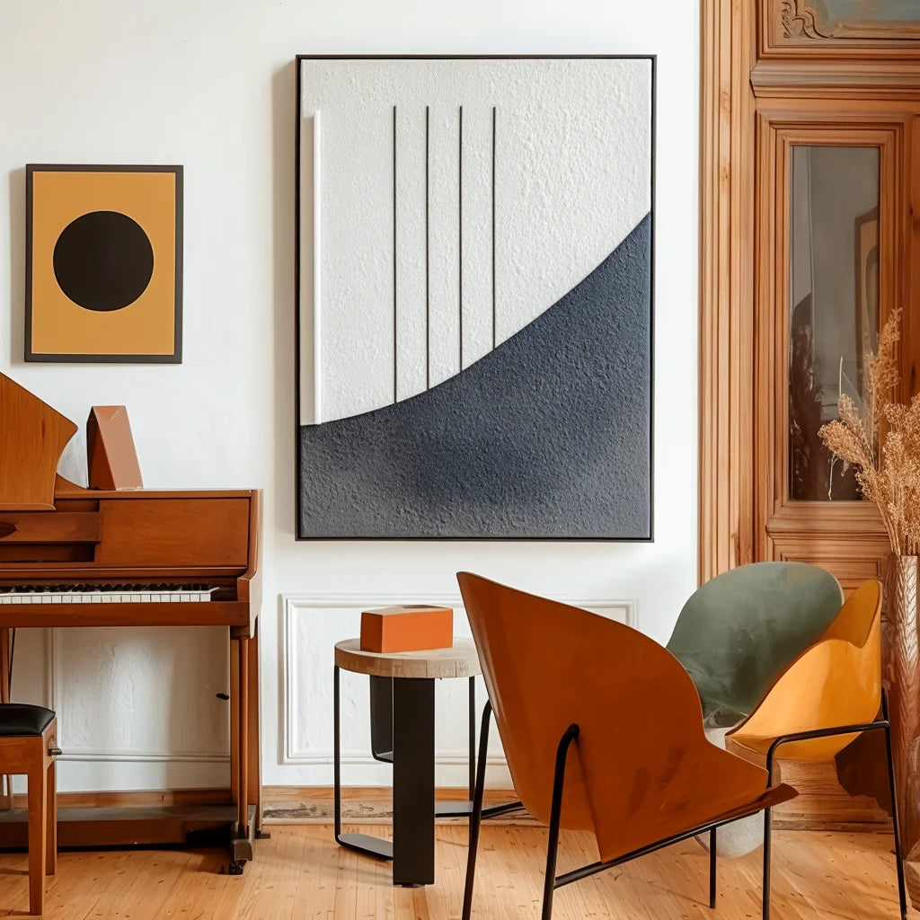 Multicolor Minimalist Geometric Relief Painting - Quiet Axis - Artwallpainting