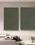 Multicolor Minimalist Olive Green Textured Wall Art Set Of 2 - Artwallpainting