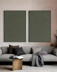 Multicolor Minimalist Olive Green Textured Wall Art Set Of 2 - Artwallpainting
