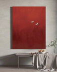 Multicolor Minimalist Red Crane Painting Asian-Inspired Modern Wall Art - Artwallpainting