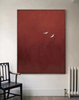 Multicolor Minimalist Red Crane Painting Asian-Inspired Modern Wall Art - Artwallpainting