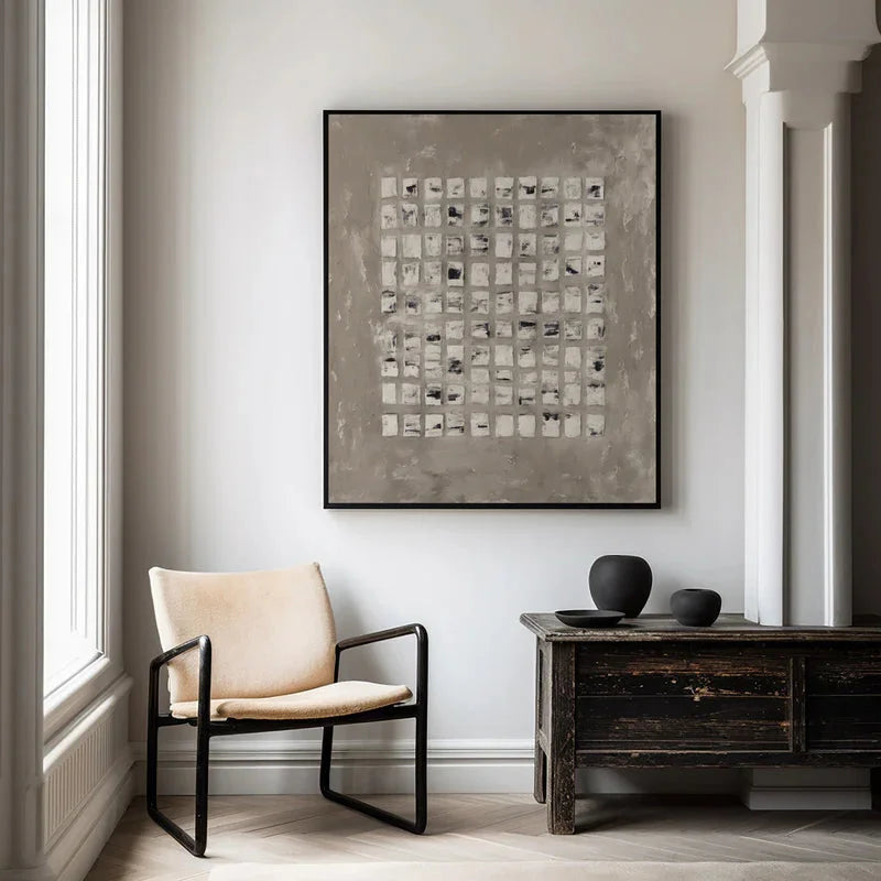 Multicolor Minimalist Textured Abstract Grid Wall Art - Artwallpainting