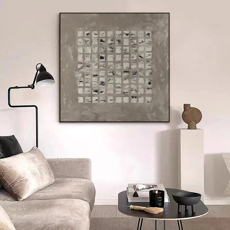 Multicolor Minimalist Textured Abstract Grid Wall Art - Artwallpainting