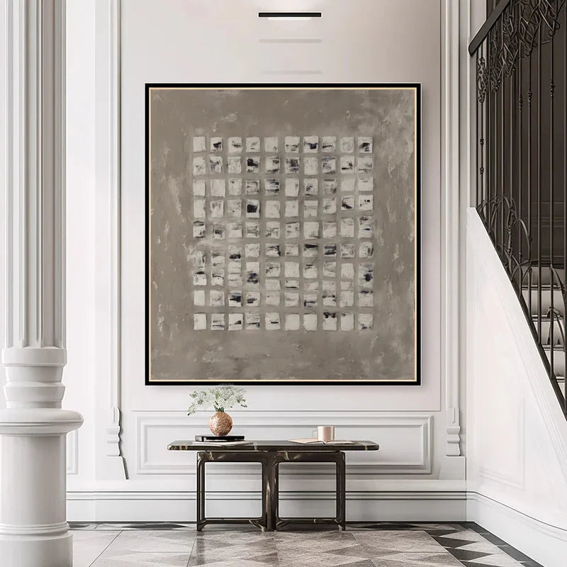 Multicolor Minimalist Textured Abstract Grid Wall Art - Artwallpainting