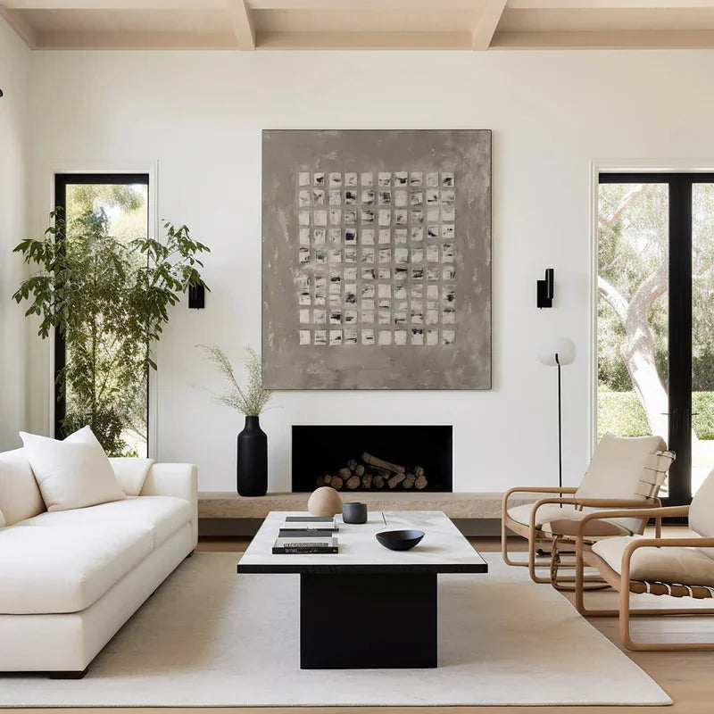Multicolor Minimalist Textured Abstract Grid Wall Art - Artwallpainting