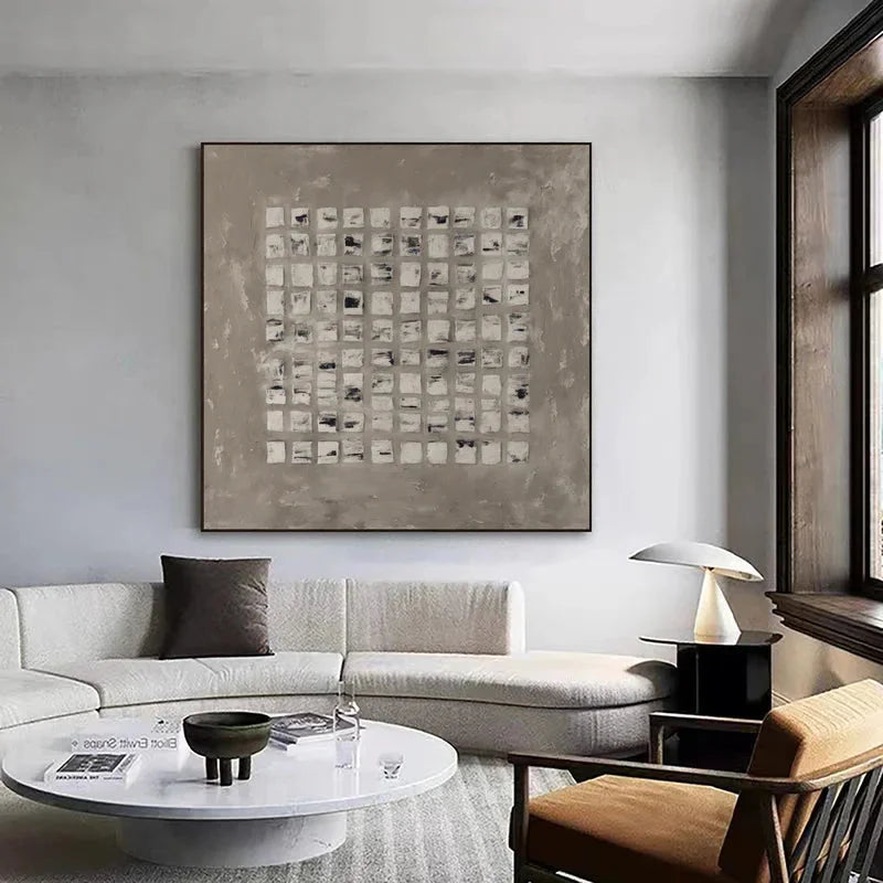 Multicolor Minimalist Textured Abstract Grid Wall Art - Artwallpainting