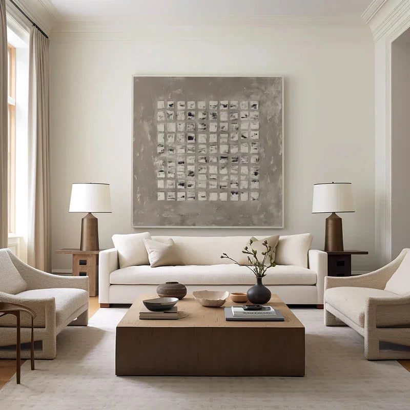 Multicolor Minimalist Textured Abstract Grid Wall Art - Artwallpainting