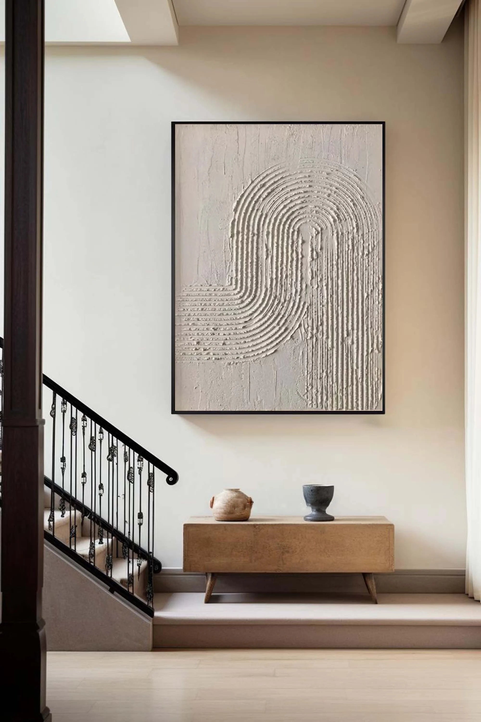 Multicolor Minimalist Textured Canvas Art With Organic Flow - Artwallpainting